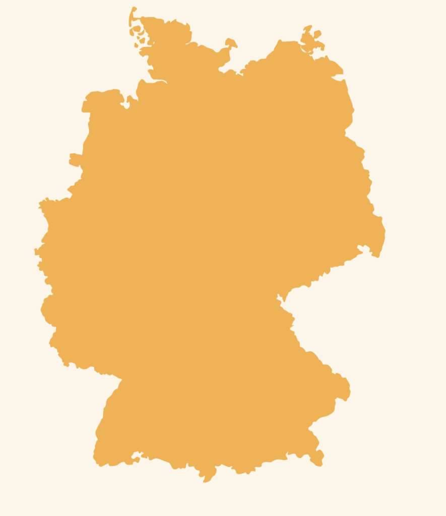 Orangefarbene Deutschlandkarte – deutschlandweiter Autoankauf für Export